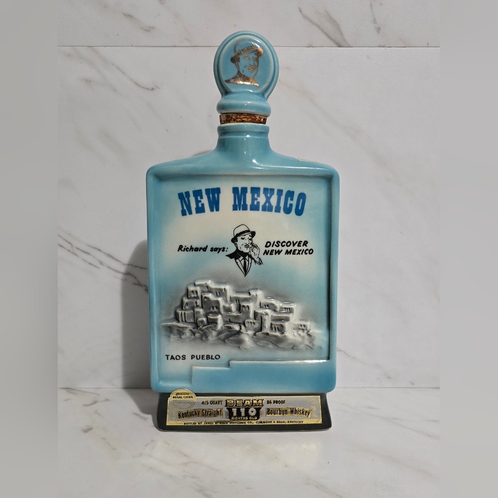 Vintage Jim Beam Decanter w Stopper - New Mexico Taos - Regal China 1968 Empty